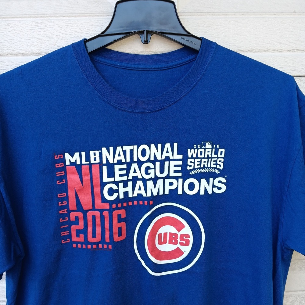 Chicago Cubs 2016 World Series NL Champions‎ T Shirt Mens XL Blue Red White